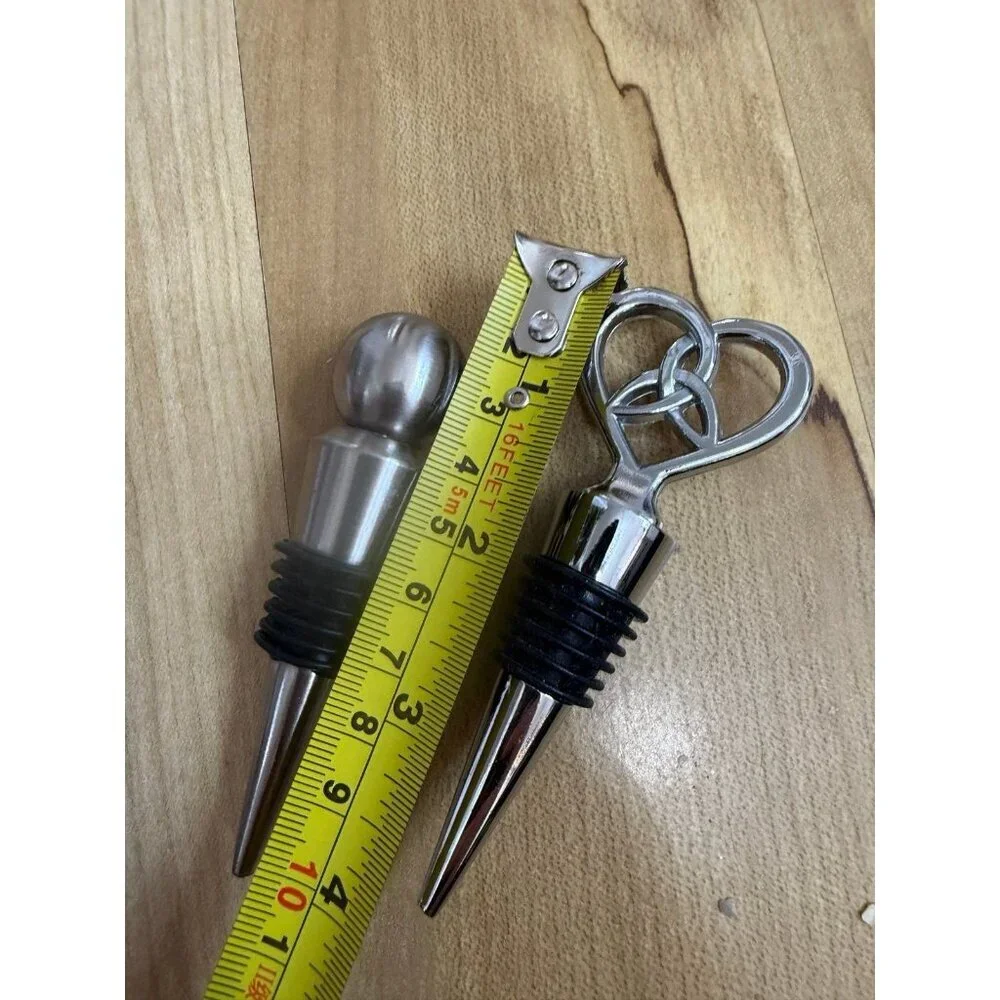 Two piece metal wine stoppers